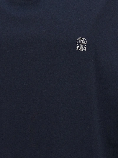 Shop Brunello Cucinelli Logo T-shirt Blue