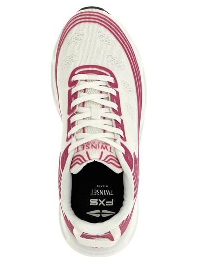 Shop Twinset Stretch Knit Sneakers Fuchsia