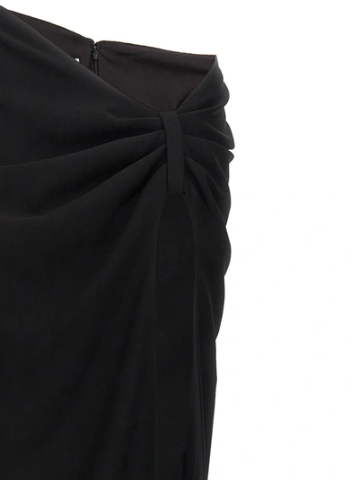 Monot Long Draped High-waisted Midi Skirt In Black