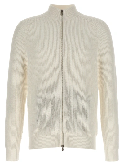 Shop Brunello Cucinelli Zip Sweater Sweater, Cardigans White