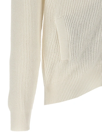 Shop Brunello Cucinelli Zip Sweater Sweater, Cardigans White
