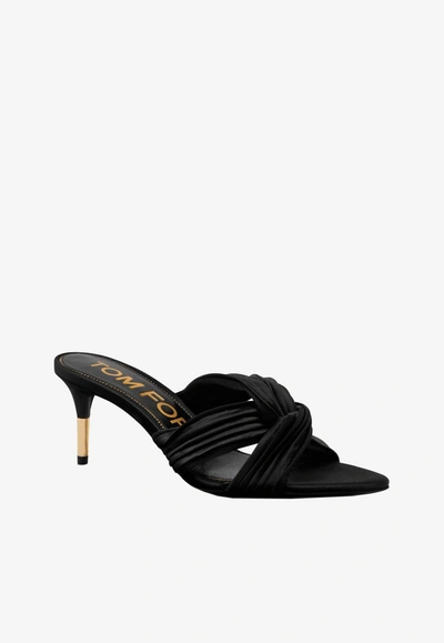 Shop Tom Ford 65 Pleated Satin Mules In Black