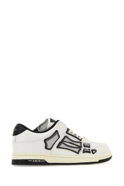 Shop Amiri Man White Leather Skel Sneakers