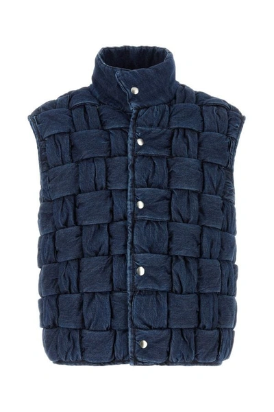 Shop Bottega Veneta Man Denim Vest In Blue