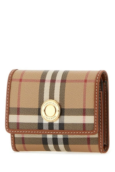 Shop Burberry Woman Printed Canvas And Leather Small Wallet In Multicolor