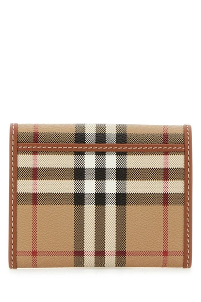 Shop Burberry Woman Printed Canvas And Leather Small Wallet In Multicolor