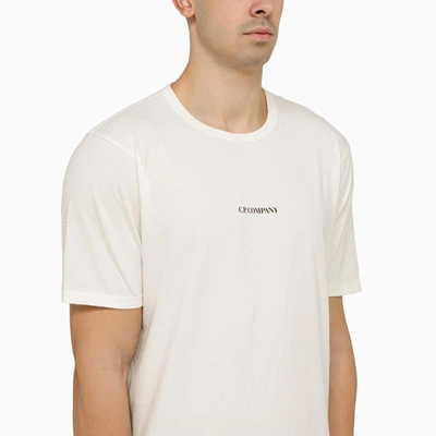 Shop C.p. Company Gauze-coloured Crew-neck T-shirt With Logo Men In White