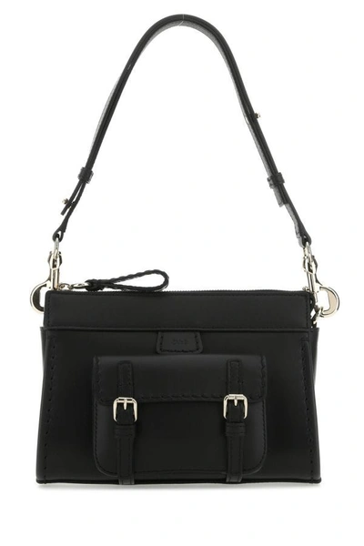 Shop Chloé Chloe Woman Black Leather Mini Edith Shoulder Bag