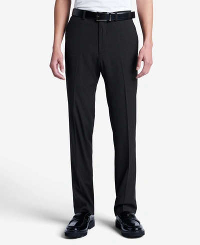 Kenneth Cole Stretch Mini Grid Slim-fit Techni-cole Dress Pant In Black