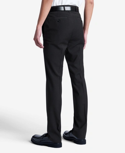 Kenneth Cole Stretch Mini Grid Slim-fit Techni-cole Dress Pant In Black