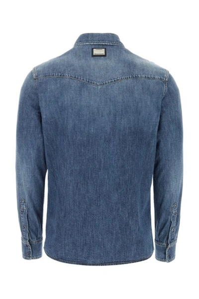 Shop Dolce & Gabbana Man Denim Shirt In Blue