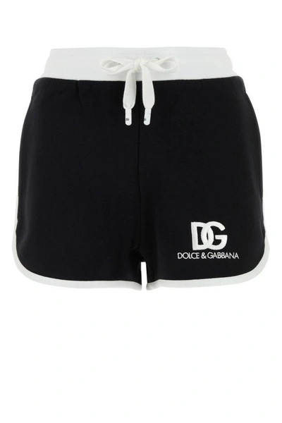 Shop Dolce & Gabbana Woman Black Cotton Blend Shorts