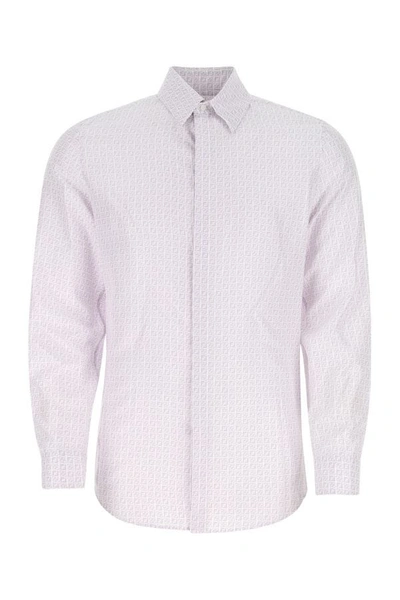 Fendi Silk Shirt With Micro Ff Karligraphy Pattern In Multicolor