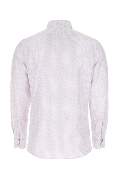 Fendi Silk Shirt With Micro Ff Karligraphy Pattern In Multicolor