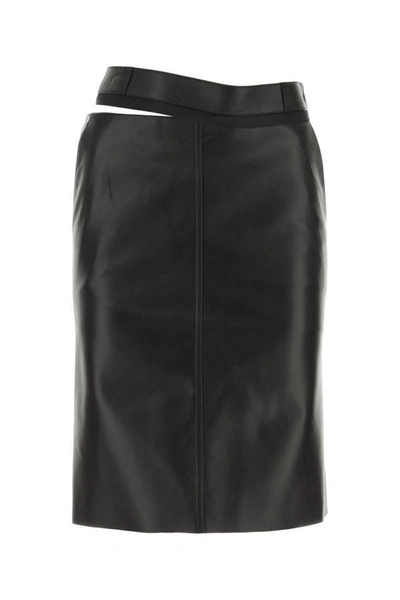 Shop Fendi Woman Black Leather Skirt
