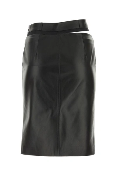 Shop Fendi Woman Black Leather Skirt
