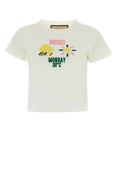 Shop Gucci Woman White Cotton T-shirt