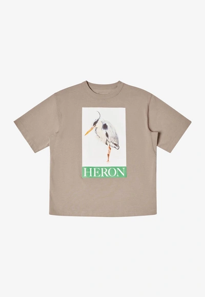 Shop Heron Preston Bird Painted Crewneck T-shirt In Gray
