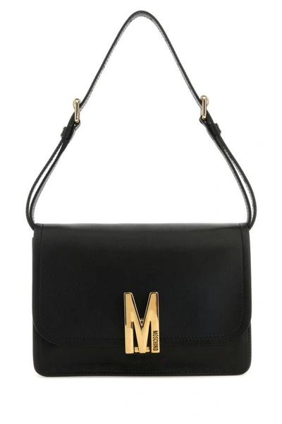 Shop Moschino Woman Black Leather M Bag Shoulder Bag
