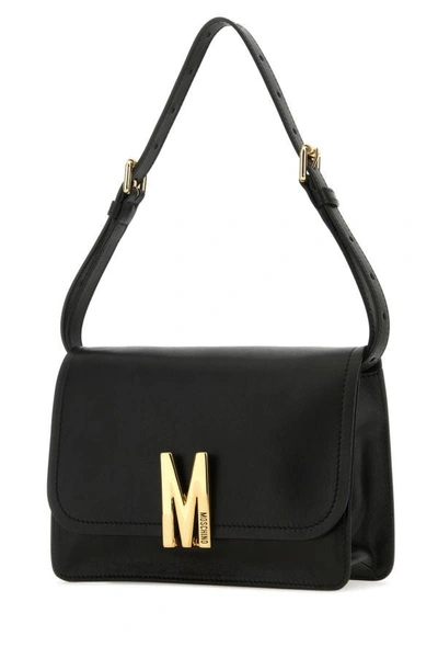 Shop Moschino Woman Black Leather M Bag Shoulder Bag