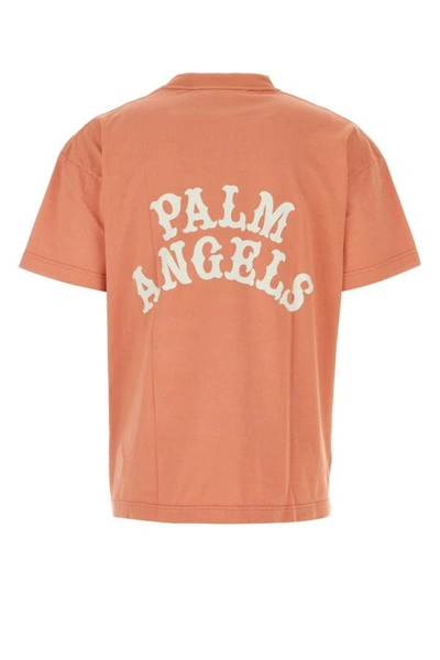 Shop Palm Angels Man Dark Pink Cotton T-shirt