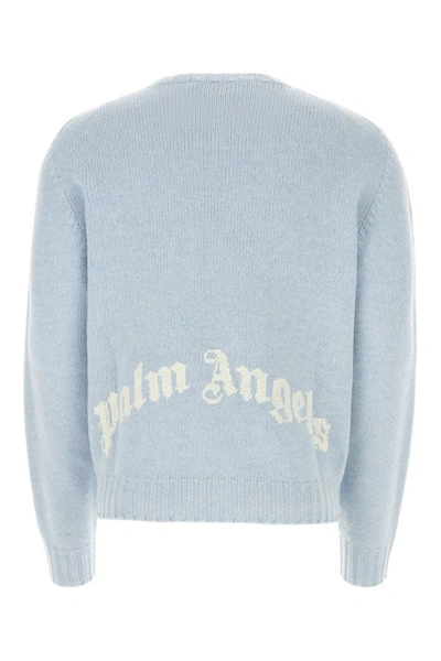 Shop Palm Angels Man Pastel Light Blue Wool Blend Sweater