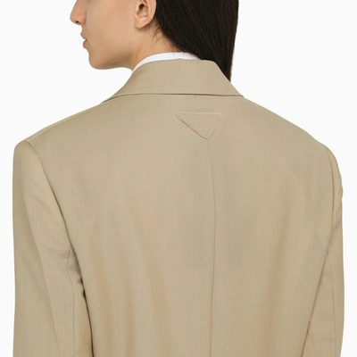 Shop Prada Rope-coloured Single-breasted Jacket In Wool And Mohair Women In Cream
