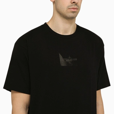 Shop Stone Island Black T-shirt With Logo Print Men