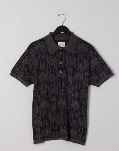 Billy Reid Stained Glass Sweater Polo In Asphalt