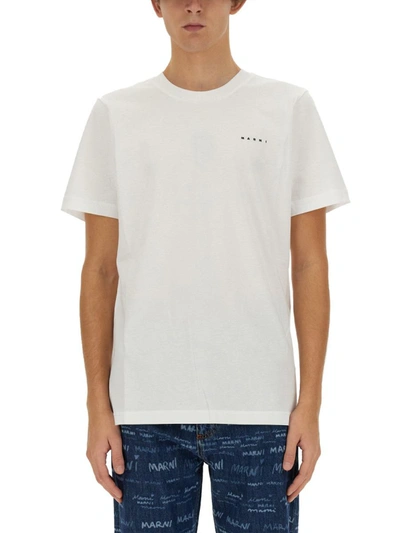 Shop Marni Logo Print T-shirt In White