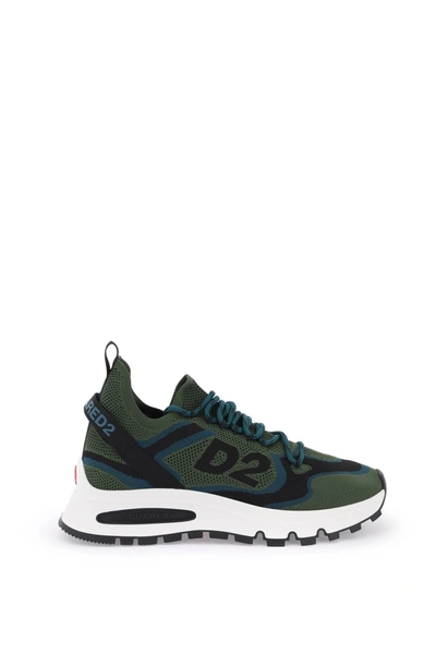 Shop Dsquared2 Run Ds2 Sneakers In Black, Green, Light Blue
