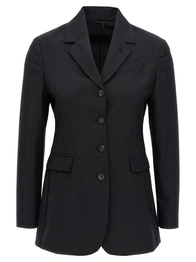 Shop Brunello Cucinelli Single-breasted Blazer Jacket In Black