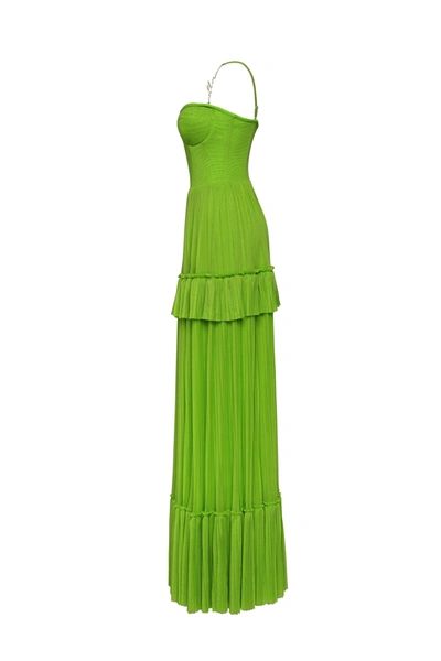 Shop Milla Green Spaghetti Strap Pleated Maxi Dress, Garden Of Eden