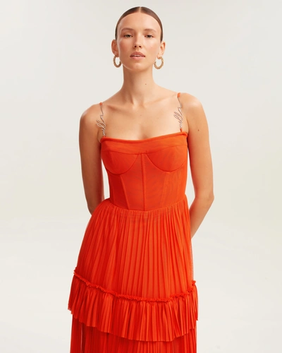 Shop Milla Coral Spaghetti Strap Pleated Maxi Dress, Garden Of Eden