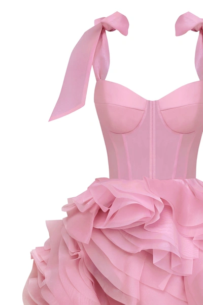 Shop Milla Danceable Mini With Ruched Flower Appliques, Garden Of Eden In Pink