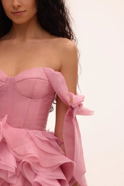 Milla Danceable Mini With Ruched Flower Appliques, Garden Of Eden In Pink