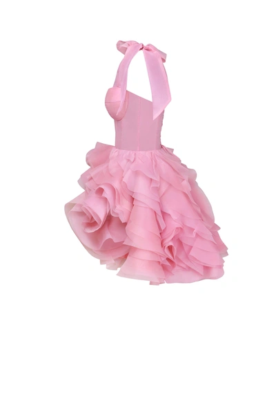 Shop Milla Danceable Mini With Ruched Flower Appliques, Garden Of Eden In Pink