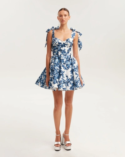 Shop Milla Marvelous Blue Hydrangea Mini Dress On Straps, Garden Of Eden In Blue-double