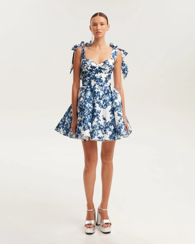 Milla Marvelous Blue Hydrangea Mini Dress On Straps, Garden Of Eden In Blue-double