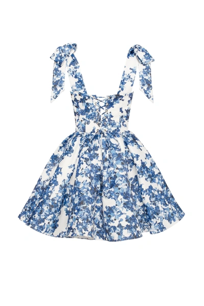 Milla Marvelous Blue Hydrangea Mini Dress On Straps, Garden Of Eden In Blue-double