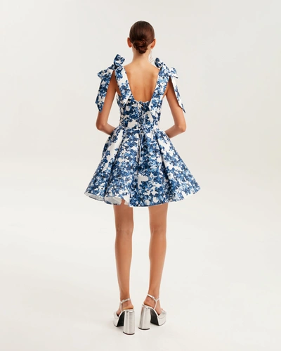 Milla Marvelous Blue Hydrangea Mini Dress On Straps, Garden Of Eden In Blue-double