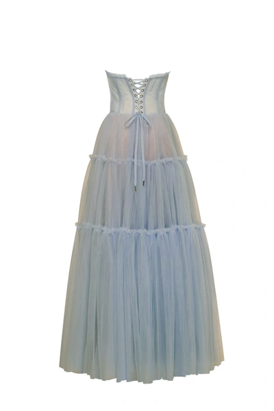 Milla Ocean Wave Tulle Maxi Dress With Ruffled Skirt, Garden Of Eden In Ocean Wave
