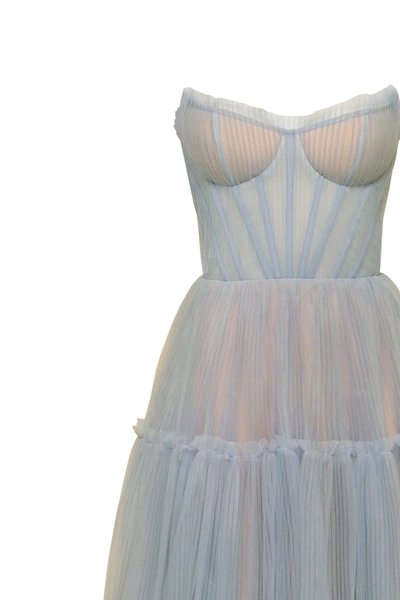Milla Ocean Wave Tulle Maxi Dress With Ruffled Skirt, Garden Of Eden In Ocean Wave