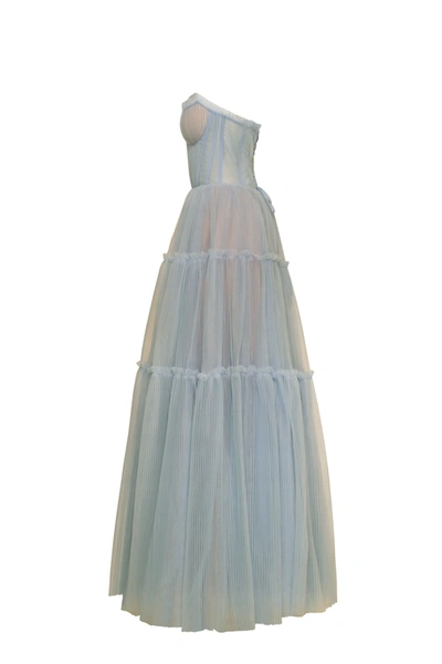 Milla Ocean Wave Tulle Maxi Dress With Ruffled Skirt, Garden Of Eden In Ocean Wave