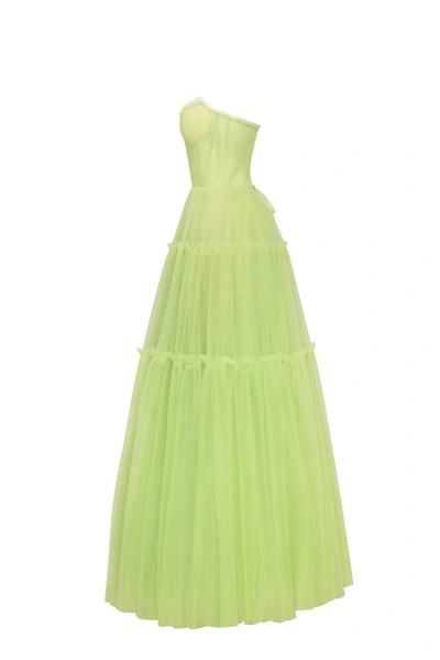 Shop Milla Light Green Tulle Maxi Dress With Ruffled Skirt, Garden Of Eden