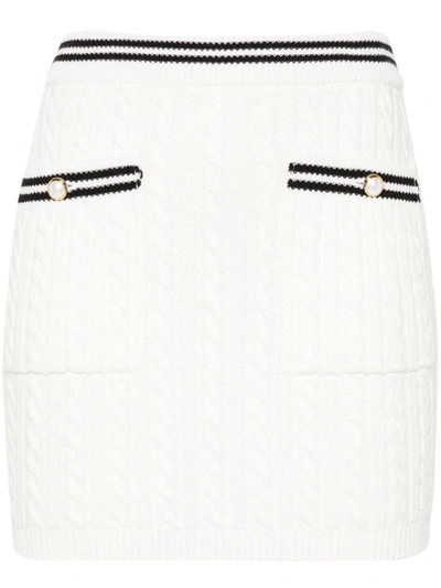 Shop Alessandra Rich Cable Knitted Mini Skirt In White