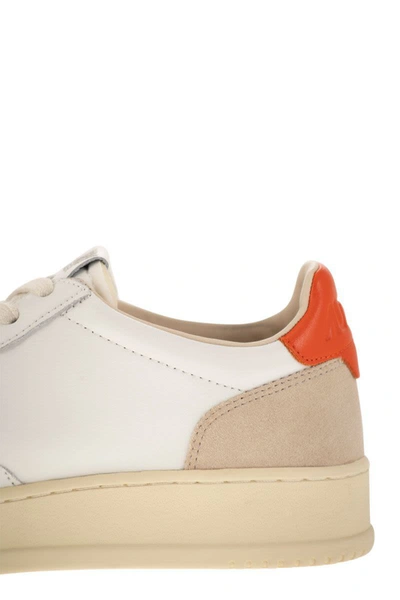 Shop Autry Medalist Low - Leather And Suede Sneakers In White/orange