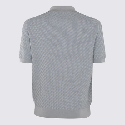 Shop Brioni Light Blue Cotton-silk Blend Polo Shirt