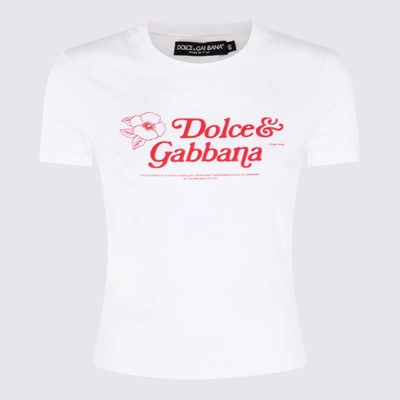 Shop Dolce & Gabbana White And Red Cotton T-shirt