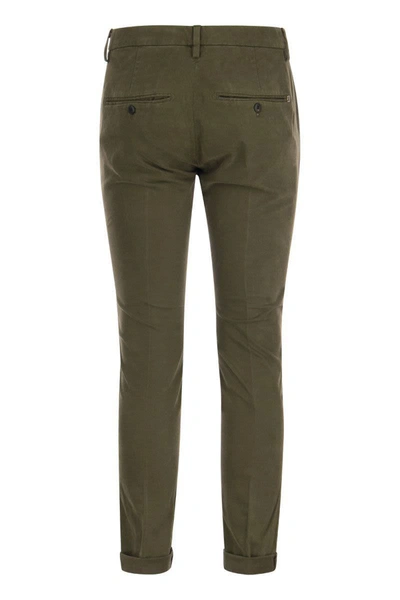 Shop Dondup Gaubert - Slim-fit Gabardine Trousers In Olive Green